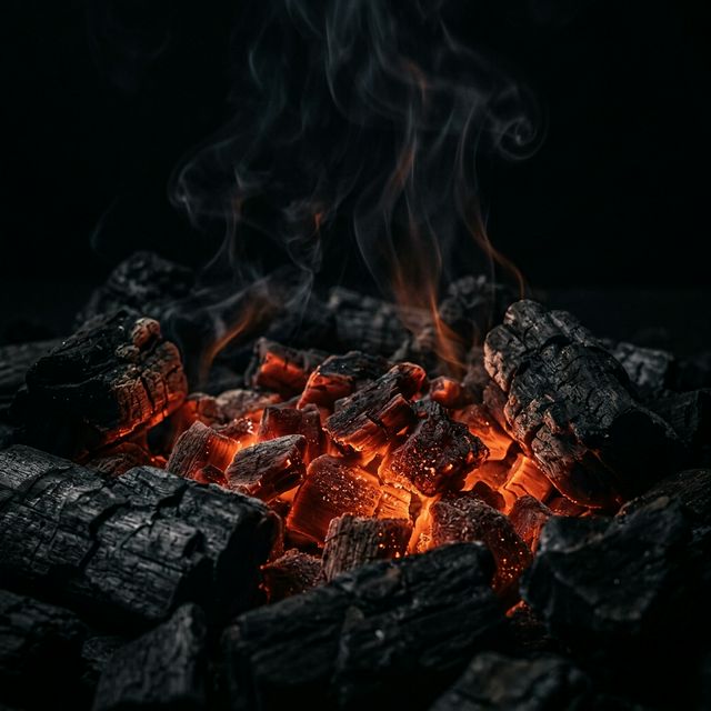 Brasas de carbón ardiendo
